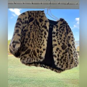 Fabulous Furs Black and Tan Faux Fur stole Coat in great condition.